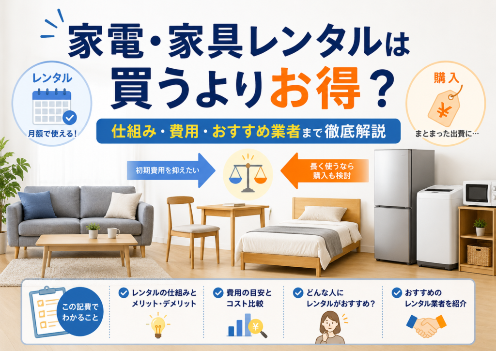 家電・レンタル家具は買うよりお得?仕組み・費用・おすすめ業者まで徹底解説